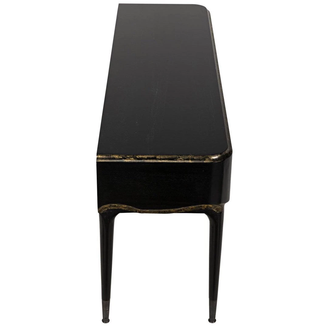 Consoles Noir Furniture Carlisle Console, Hand Rubbed Black With Gold