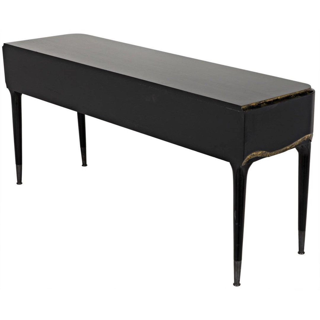 Consoles Noir Furniture Carlisle Console, Hand Rubbed Black With Gold