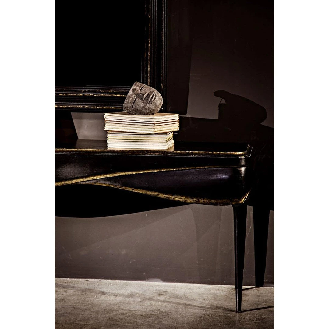 Consoles Noir Furniture Carlisle Console, Hand Rubbed Black With Gold