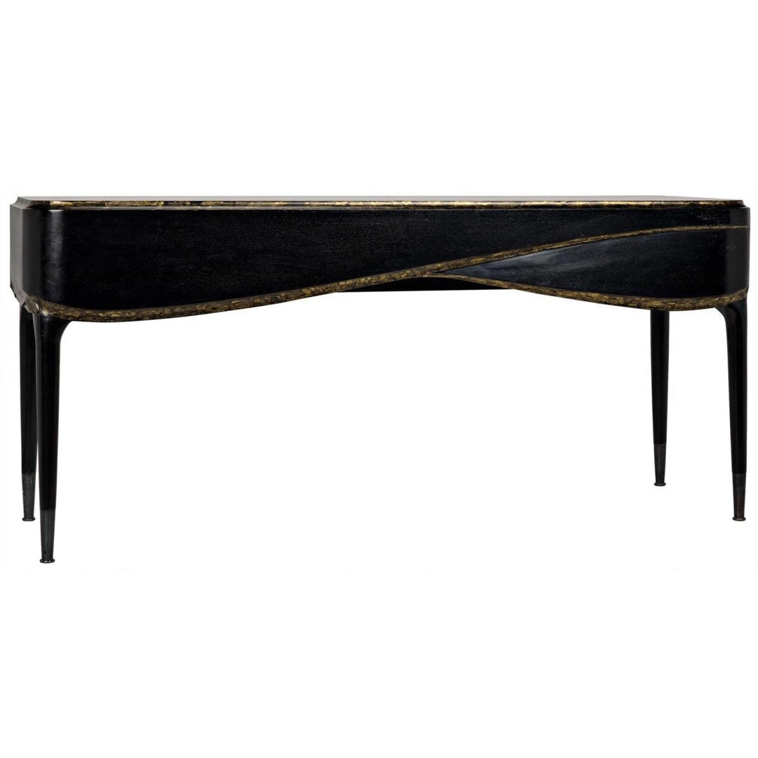 Consoles Noir Furniture Carlisle Console, Hand Rubbed Black With Gold
