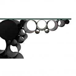 Noir Furniture Accent Tables Noir Paradox Console, Black Steel With Glass Top