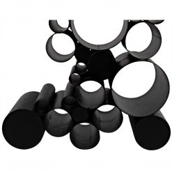 Noir Furniture Accent Tables Noir Paradox Console, Black Steel With Glass Top