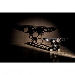 Noir Furniture Accent Tables Noir Paradox Console, Black Steel With Glass Top