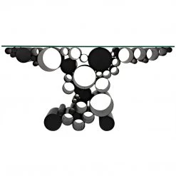 Noir Furniture Accent Tables Noir Paradox Console, Black Steel With Glass Top