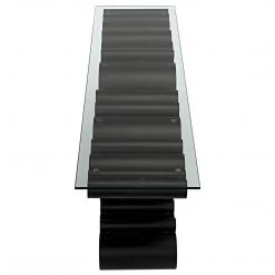 Noir Furniture Accent Tables Noir Paradox Console, Black Steel With Glass Top