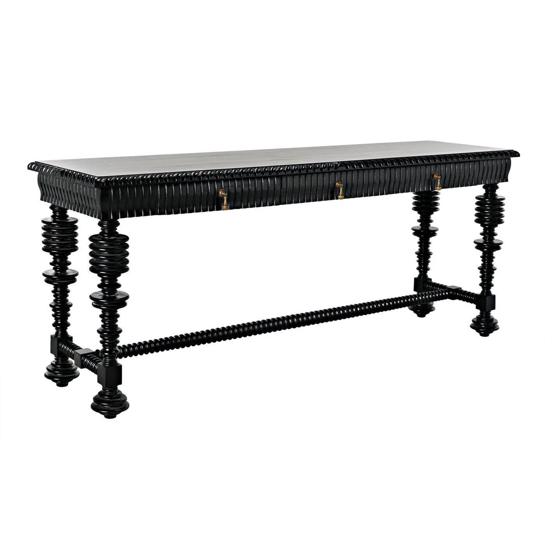 Noir Furniture Noir Portuguese Console, Hand Rubbed Black