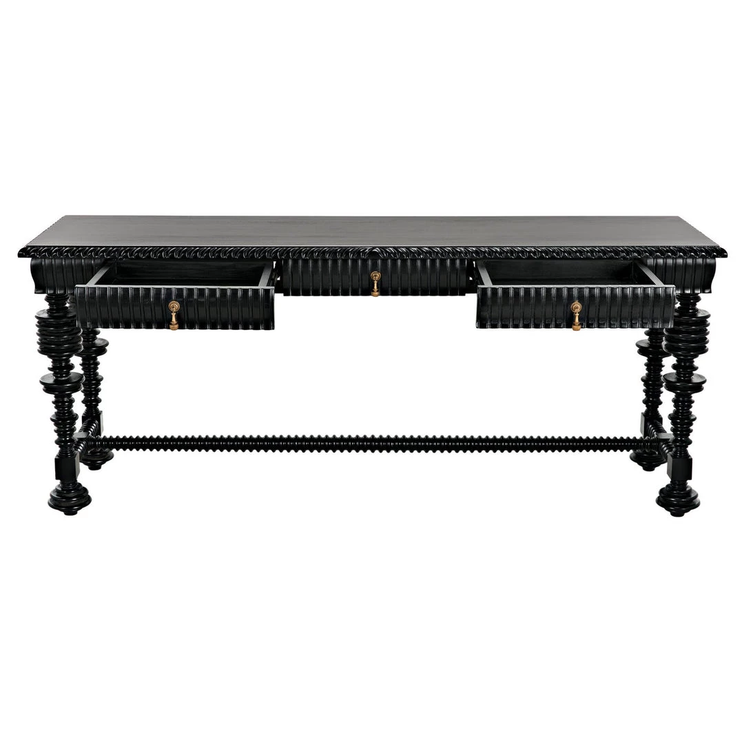 Noir Furniture Noir Portuguese Console, Hand Rubbed Black