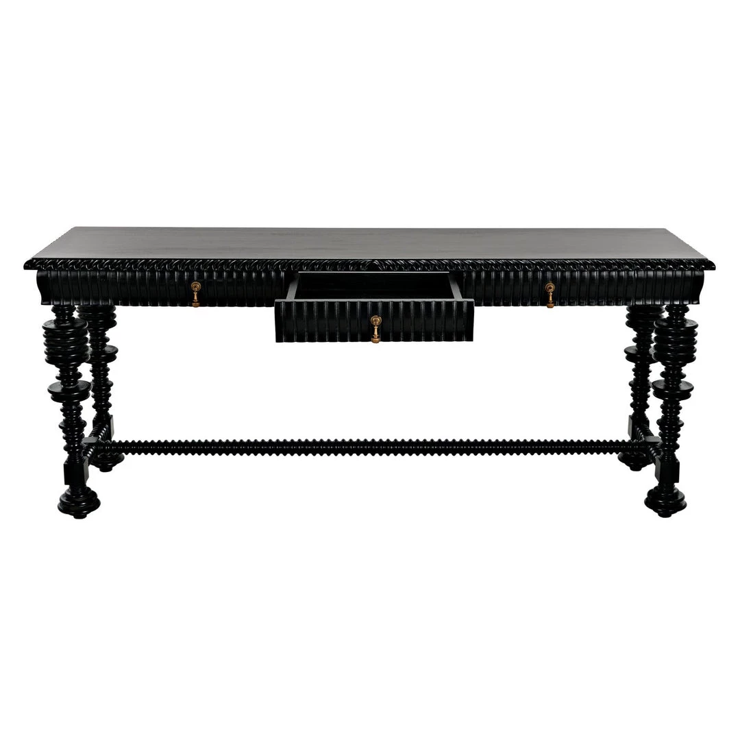 Noir Furniture Noir Portuguese Console, Hand Rubbed Black