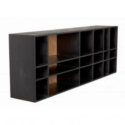 Noir Furniture Accent Tables Noir Messer Shelf, Hand Rubbed Black And Gray Wash