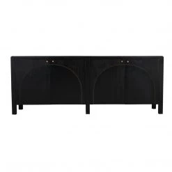 Noir Furniture Noir Weston Sideboard, Hand Rubbed Black With Light Brown Trim