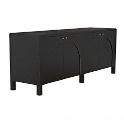 Noir Furniture Noir Weston Sideboard, Hand Rubbed Black With Light Brown Trim