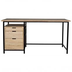 Noir Furniture Nabucco Desk, Bleached Walnut And Metal