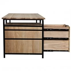 Noir Furniture Nabucco Desk, Bleached Walnut And Metal