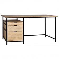 Noir Furniture Nabucco Desk, Bleached Walnut And Metal