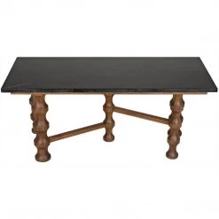 Noir Furniture Creo Desk With Stone Top, Dark Walnut