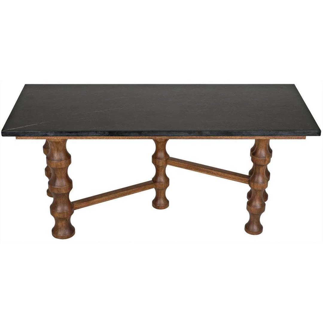 Noir Furniture Creo Desk With Stone Top, Dark Walnut