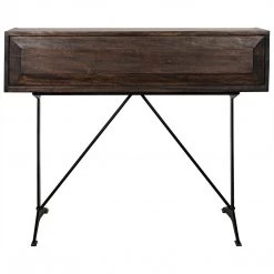 Noir Furniture Noir Croft Desk With Steel, Ebony Walnut