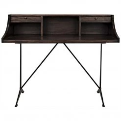 Noir Furniture Noir Croft Desk With Steel, Ebony Walnut