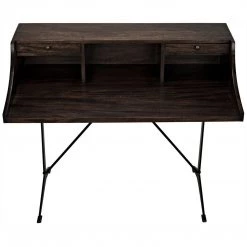 Noir Furniture Noir Croft Desk With Steel, Ebony Walnut