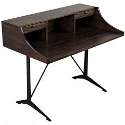 Noir Furniture Noir Croft Desk With Steel, Ebony Walnut