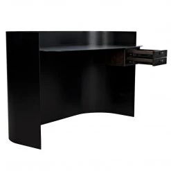 Noir Furniture Noir Scarlett Desk, Black Steel With Ebony Walnut Drawers