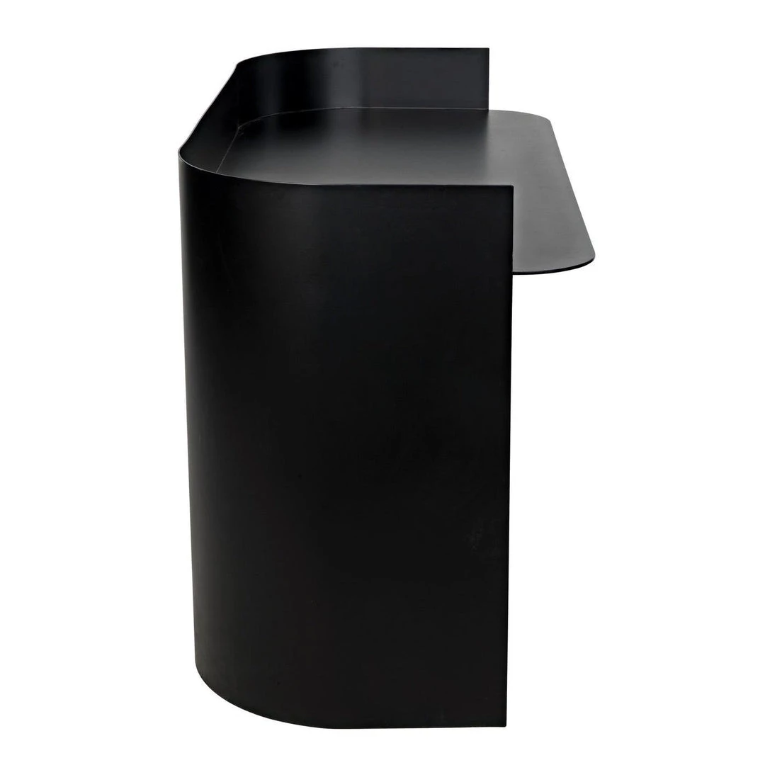 Noir Furniture Noir Scarlett Desk, Black Steel With Ebony Walnut Drawers