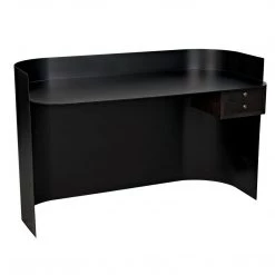 Noir Furniture Noir Scarlett Desk, Black Steel With Ebony Walnut Drawers