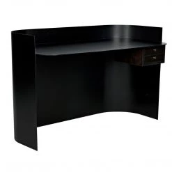 Noir Furniture Noir Scarlett Desk, Black Steel With Ebony Walnut Drawers