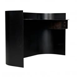 Noir Furniture Noir Scarlett Desk, Black Steel With Ebony Walnut Drawers