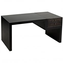 Noir Furniture Noir Alvaro Desk, Black Steel With Ebony Walnut