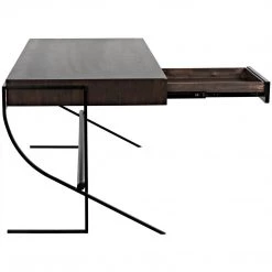 Noir Furniture Noir Frank Desk, Ebony Walnut With Steel