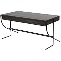 Noir Furniture Noir Frank Desk, Ebony Walnut With Steel