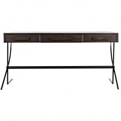 Noir Furniture Noir Frank Desk, Ebony Walnut With Steel