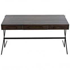 Noir Furniture Noir Frank Desk, Ebony Walnut With Steel