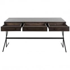 Noir Furniture Noir Frank Desk, Ebony Walnut With Steel
