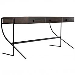 Noir Furniture Noir Frank Desk, Ebony Walnut With Steel