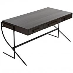 Noir Furniture Noir Frank Desk, Ebony Walnut With Steel