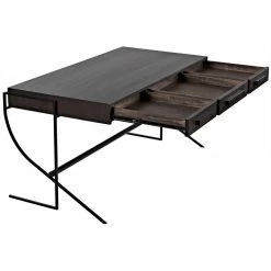 Noir Furniture Noir Frank Desk, Ebony Walnut With Steel