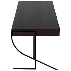 Noir Furniture Noir Frank Desk, Ebony Walnut With Steel