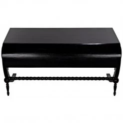 Noir Furniture Noir Mephistopheles Desk, Hand Rubbed Black With Light Brown Trim