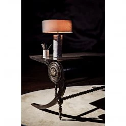 Noir Furniture Noir Mephistopheles Desk, Hand Rubbed Black With Light Brown Trim