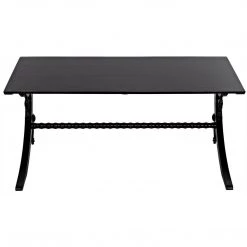 Noir Furniture Noir Mephistopheles Desk, Hand Rubbed Black With Light Brown Trim
