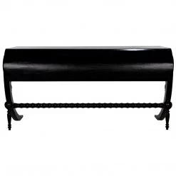 Noir Furniture Noir Mephistopheles Desk, Hand Rubbed Black With Light Brown Trim