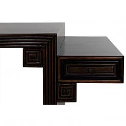 Noir Furniture Noir Barzini Desk, Hand Rubbed Black With Light Brown Trim