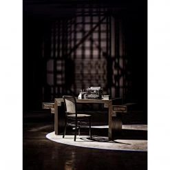 Noir Furniture Noir Barzini Desk, Hand Rubbed Black With Light Brown Trim