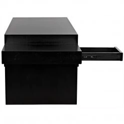 Noir Furniture Noir Barzini Desk, Hand Rubbed Black With Light Brown Trim