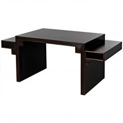 Noir Furniture Noir Barzini Desk, Hand Rubbed Black With Light Brown Trim