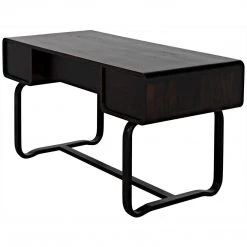 Noir Furniture Noir Voltes Desk, Ebony Walnut With Black Steel