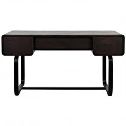 Noir Furniture Noir Voltes Desk, Ebony Walnut With Black Steel