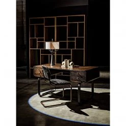 Noir Furniture Noir Voltes Desk, Ebony Walnut With Black Steel